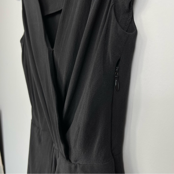 All Saints 100% Silk Peak Drape Crepe Matte Finish Minimalist Black Mini Dress 0 - Picture 9 of 16